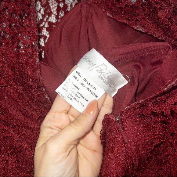 New Jenny Packham Burgundy Lace Top Formal Dress Size 16 - Picture 9 of 10